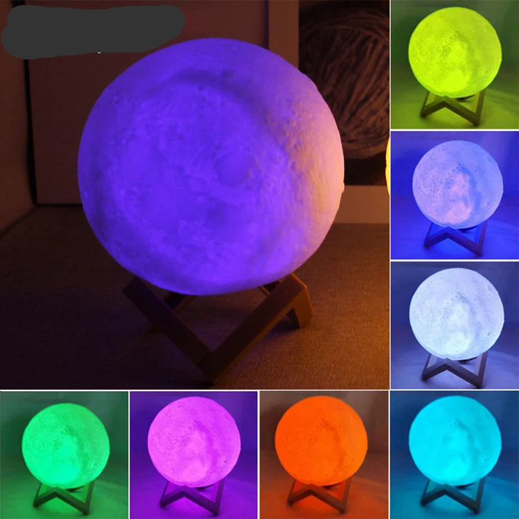מנורת ירח גלקסי עם תאורת LED צבעונית לחדר ילדים ומבוגרים
