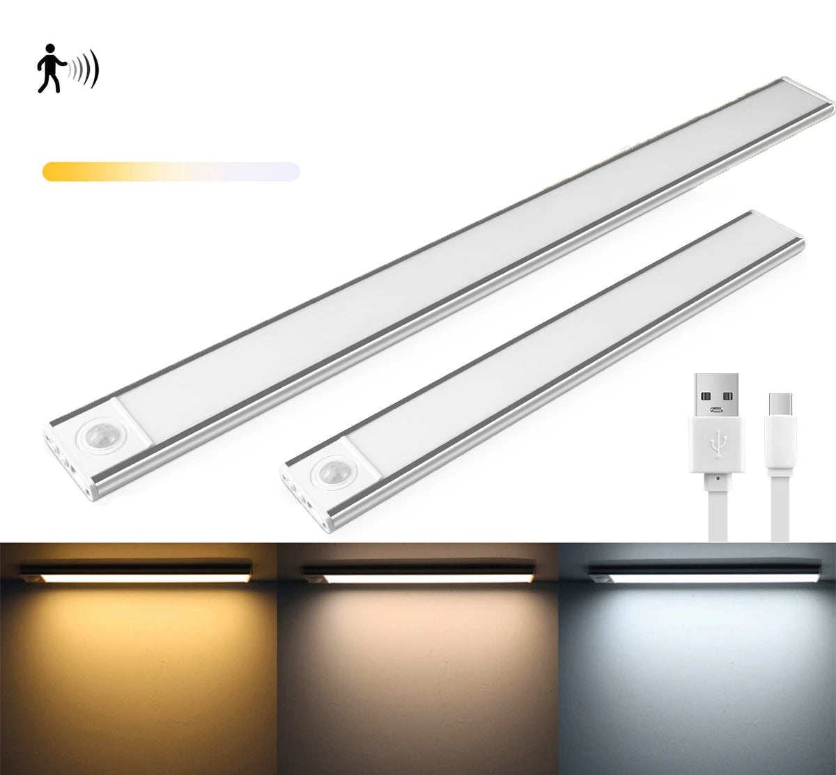 מנורת לילה חכמה עם חיישן תנועה – LED נטענת USB לארונות, מטבח וחדר שינה