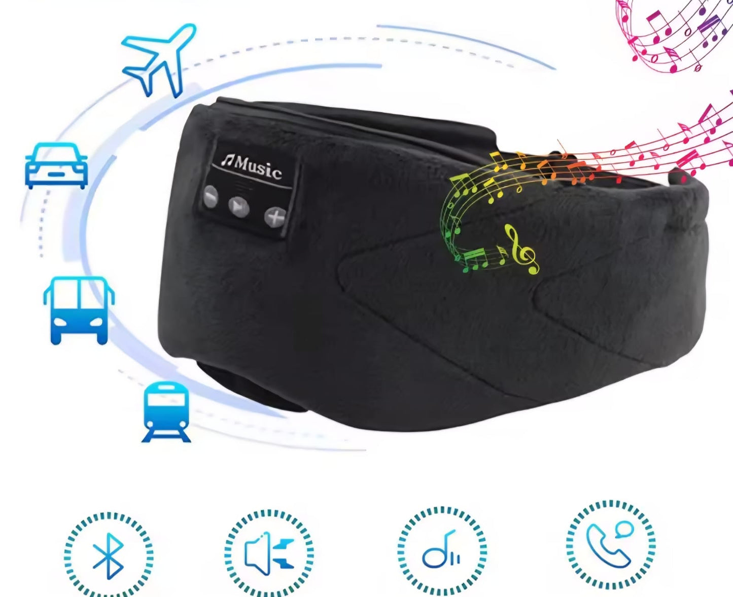 מסכת שינה חכמה עם Bluetooth – חוסמת אור 100%, עם רמקולים סטריאו דקים, 20 צלילים מובנים, מיקרופון לשיחות ואפשרות חיבור לטלפון. מתאימה לשינה עמוקה בבית, בטיסות ובנסיעות. נטענת ב־USB, עד 10 שעות שימוש. אחריות מלאה ל־30 יום ומשלוח חינם."