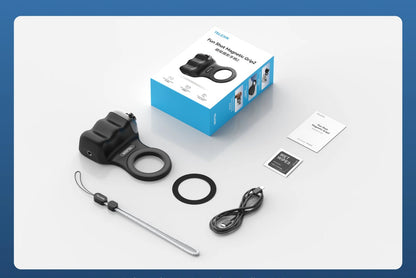 תמונה ראשית של המוצר
אחיזת מצלמה מגנטית TELESIN GripCam Pro עם שלט בלוטות’ – מחזיק טלפון מקצועי לצילום

תמונה המציגה את האחיזה ביד
יד אוחזת מחזיק טלפון מגנטי ארגונומי TELESIN GripCam Pro לצילום נוח ויציב

תמונה של המוצר מחובר לאייפון / סמארטפון
מחזיק טלפון מגנטי TELESIN מחובר לאייפון לצילום יציב עם שליטה מרחוק

GIF של כוח המגנט
הדגמת כוח מגנטי חזק פי 8 באחיזת TELESIN GripCam Pro

תמונה של האור המובנה (3 גווני תאורה)
תאורה דו צדדית לצילום סלפי עם TELESIN GripCam Pro – שליטה באור חם וקר

תמונה של שלט הבלוטות’