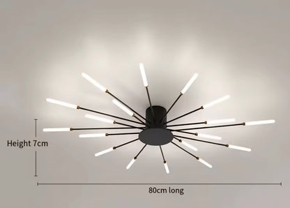 נברשת תקרה בעיצוב זיקוקי דינור עם נורות LED מתכווננות ושלט רחוק – מתאימה לסלון, חדר שינה או פינת אוכל