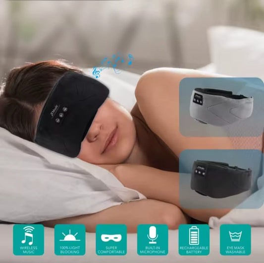 מסכת שינה חכמה עם Bluetooth – חוסמת אור 100%, עם רמקולים סטריאו דקים, 20 צלילים מובנים, מיקרופון לשיחות ואפשרות חיבור לטלפון. מתאימה לשינה עמוקה בבית, בטיסות ובנסיעות. נטענת ב־USB, עד 10 שעות שימוש. אחריות מלאה ל־30 יום ומשלוח חינם."